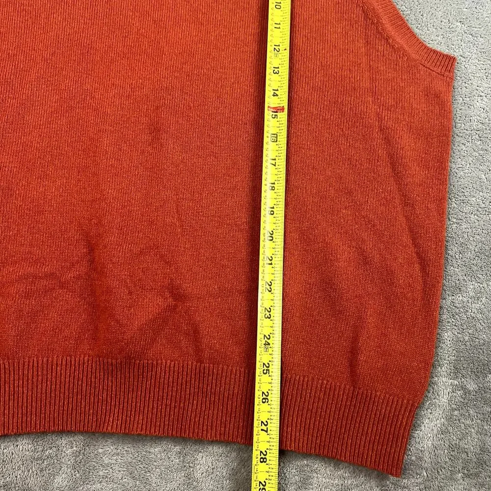 LL Bean Sweater Vest Mens‎ XXL 100% Cashmere Burnt Orange Classic Preppy
